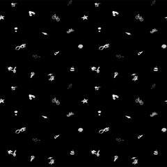 Summer beach tropical party icons seamless travel pattern