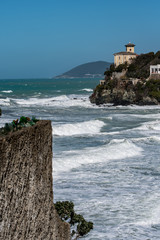 Stormy sea and big waves in Castiglioncello