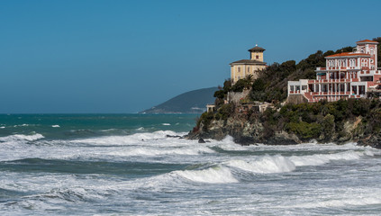 Stormy sea and big waves in Castiglioncello