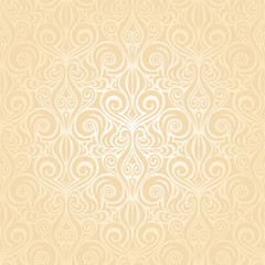 Retro wedding pale peach bridal background repeatable invitation design in vintage style