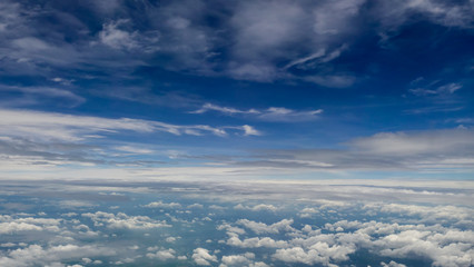 Fototapeta na wymiar Fluffy clouds set against a bright blue sky
