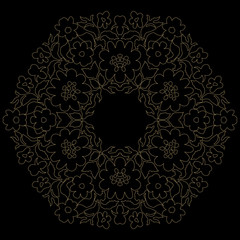 Flower Frame, Summer wreath with place for inscription in the middle, hand-painted on paper. Floral border for Greeting Card, Wedding postcard or invitation, botanical elements