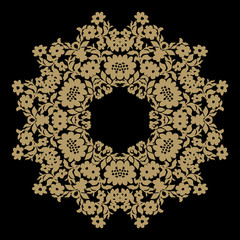 Handmade lace doily. Beautiful elegant vintage knitted lacy napkin. Wedding table decoration or invitation concept. Round lace pattern. Decorative element, EPS 8.