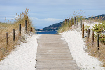 wooden path to the sea beach