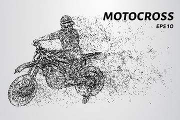 Obraz premium Motocross particles. The rider enters the turn.