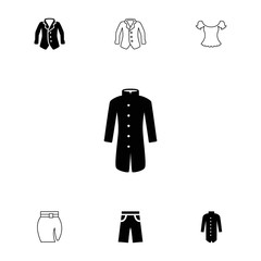 Collection of 7 apparel filled and outline icons