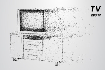 TV on the nightstand. TV from particles.