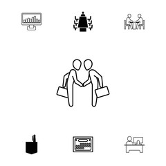 Collection of 7 meeting filled and outline icons