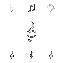 Obraz premium Collection of 7 clef filled and outline icons