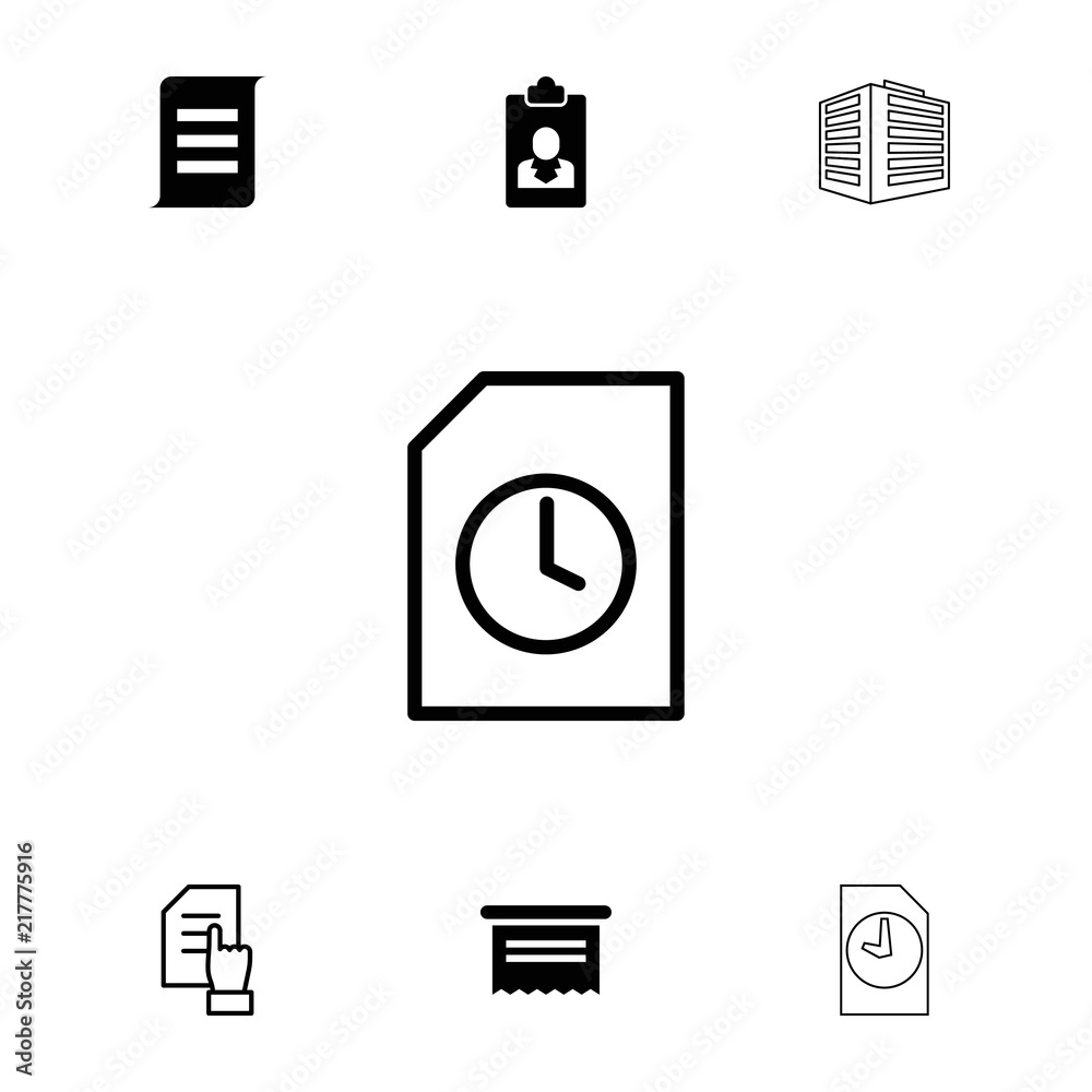 Poster collection of 7 documents filled and outline icons