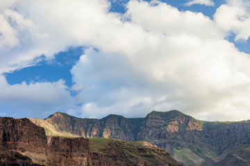 Fototapeta premium Scenic mountain range and sky panorama, Gran Canaria island