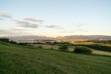 Obraz premium Sunrise and sunset over the buildings in the Zilina city. Slovakia 