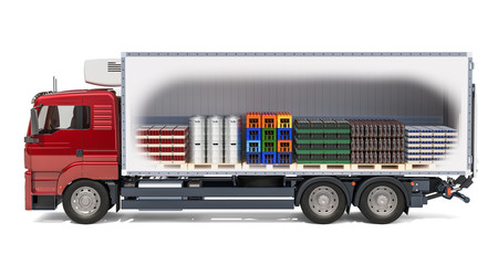 Delivery of alcohol beverage concept. 3D rendering