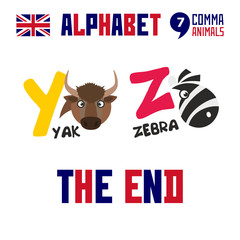 Abc English alphabet animal icon set vector illustration