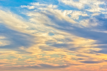 Blue sky with clouds at sunset