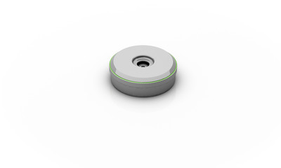 Button green on white background 3d illustration