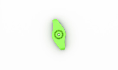 Knob green eye form on white background 3d illustration