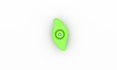 Knob green eye form on white background 3d illustration