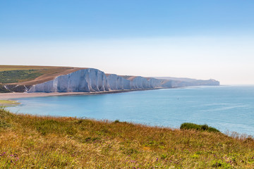 Looking across to the Seven Sisters Cliffs in Sussex, on a sunny summer's morning