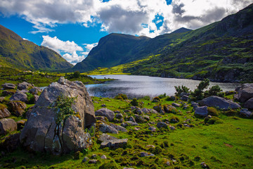 Landscape of Gap of Dunloe drive in The Ring of Kerry Route. Killarney, Ireland. 