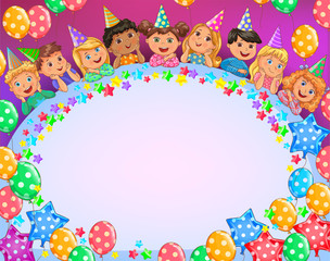 Obraz premium Birthday bright frame cute kids