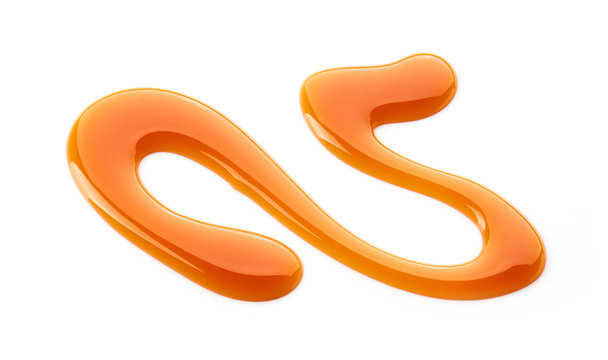 caramel sauce on white background