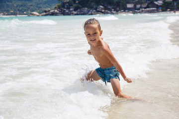 little boy in the sea in Thailand