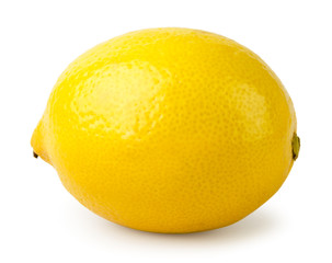 Ripe lemon close - up on white background.