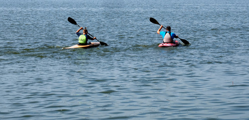 summer vacation on kayaks, active rest, healthy way of life