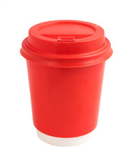 Red coffee cup isolated on a white background