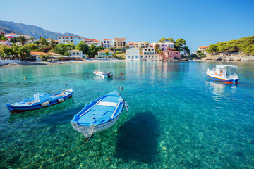 Assos on the Island of Kefalonia in Greece. - 217787511