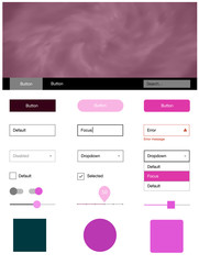 Dark Purple, Pink vector design ui kit with universe stars.