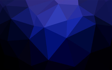 Dark BLUE vector shining triangular backdrop.