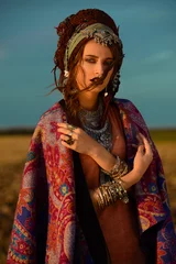 Deurstickers Gypsy vrouw in boho-stijl