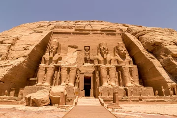 Photo sur Plexiglas Monument historique La façade du temple d& 39 Abou Simbel, Assouan, Egypte, Afrique du Sud