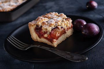 Delicious plum crumble cake - 217791164