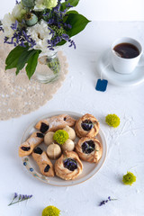 Delicious cookies on bright background