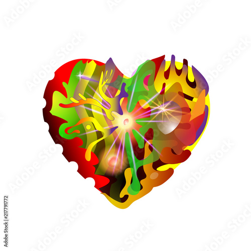 Abstraction Heart Smoldering Night Fire With Red Coals