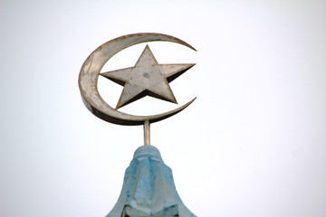Star on the top of dome at a mosque in southern of Thailand.