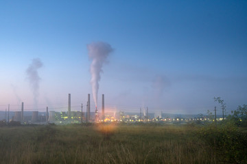 Industrial pollution in the morning