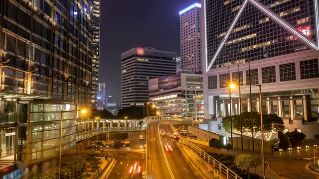 4K, Time lapse cityscape at hong kong night.