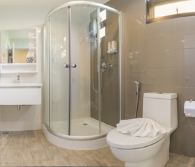 Sector corner standing shower cabin bathroom interior decoration