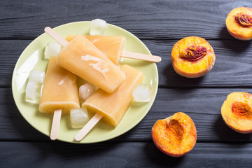 Peach popsicle  . Summer homemade fruit ice cream