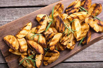 Homemade grilled potatoes with rosemary