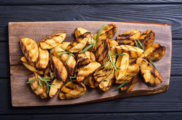 Homemade grilled potatoes with rosemary