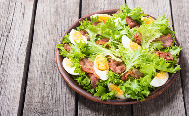 Fresh salad with bacon