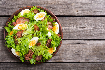 Fresh salad with bacon