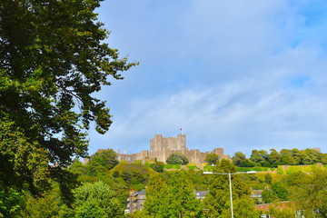 Fototapeta na wymiar A view of the inviting Dover Castle from the city centre. Dover, Kent, UK