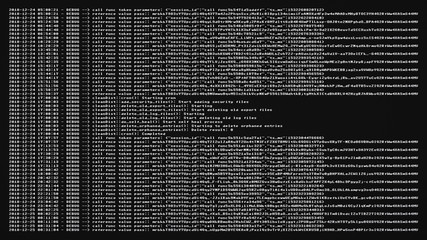 A detailed debug screenshot with error log messages (fake mock-up text created by me). White characters on a black background.
