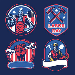 badge collection of american labor day